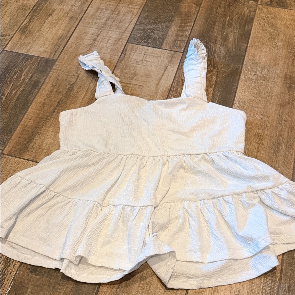 SO White Ruffle Tank Top